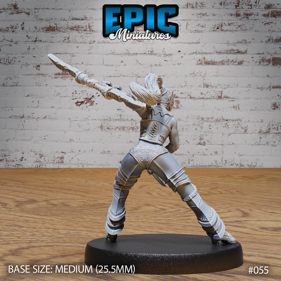 Dark Elf Gladiator Female Attacking 3D Print