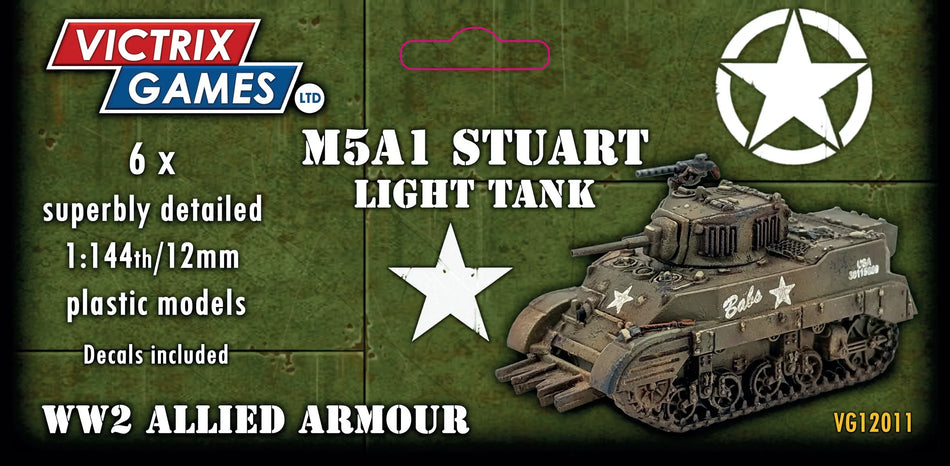 12mm WW2 Allied M5A1 Stuart Light Tank