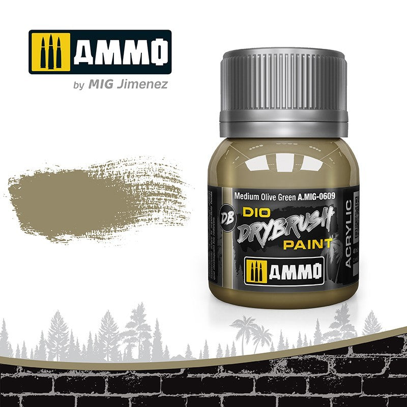 Ammo MIG Dio DRYBRUSH Medium Olive Green A.MIG-0609