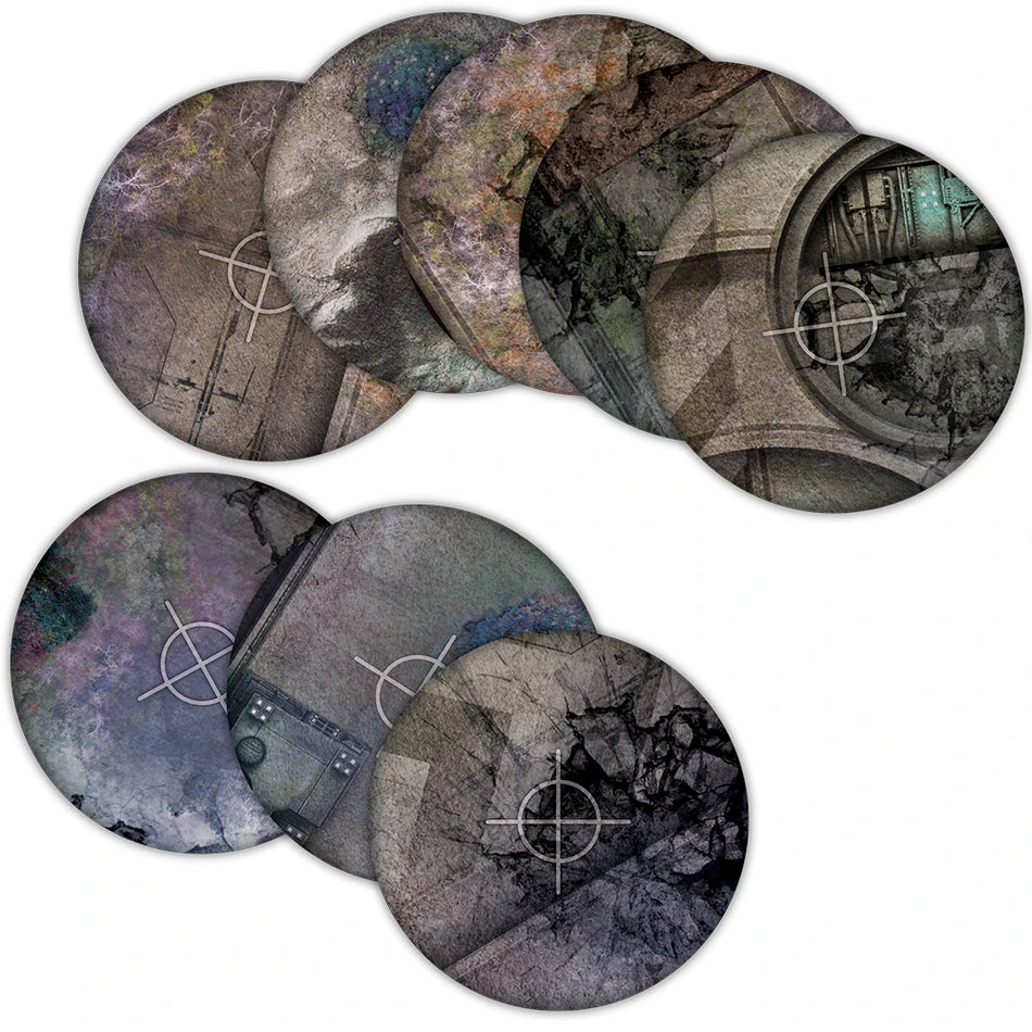 Neoprene Objective Templates Grimdark 40mm  6″ diameter