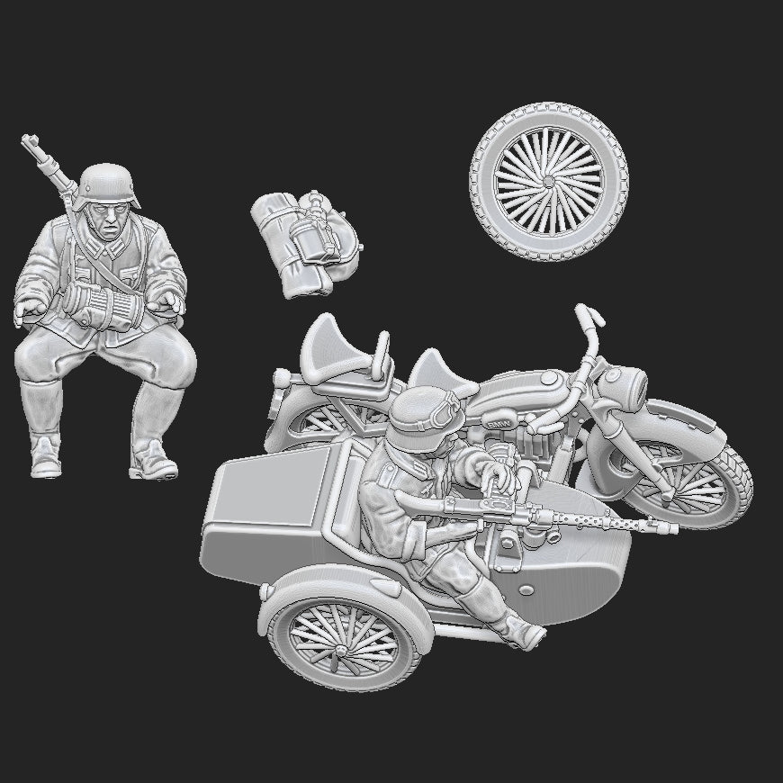 German Kradschutzen Motorcycle with MG