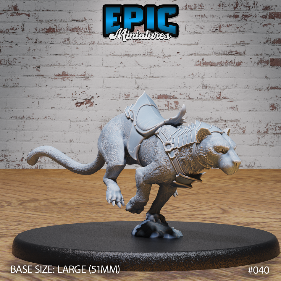 Dark Elf Black Panther Mount Running 3D Print