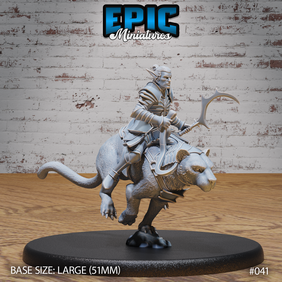 Dark Elf Panther Rider Running 3D Print