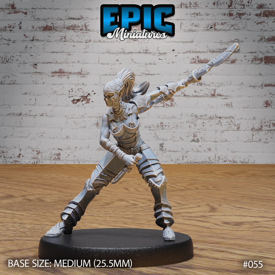 Dark Elf Gladiator Female Attacking 3D Print