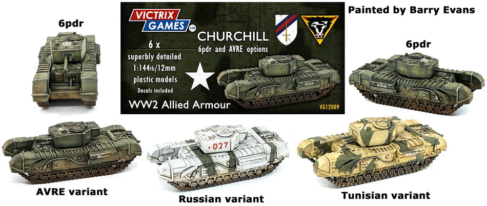 12mm WW2 Allied Churchill 6pdr and AVRE options