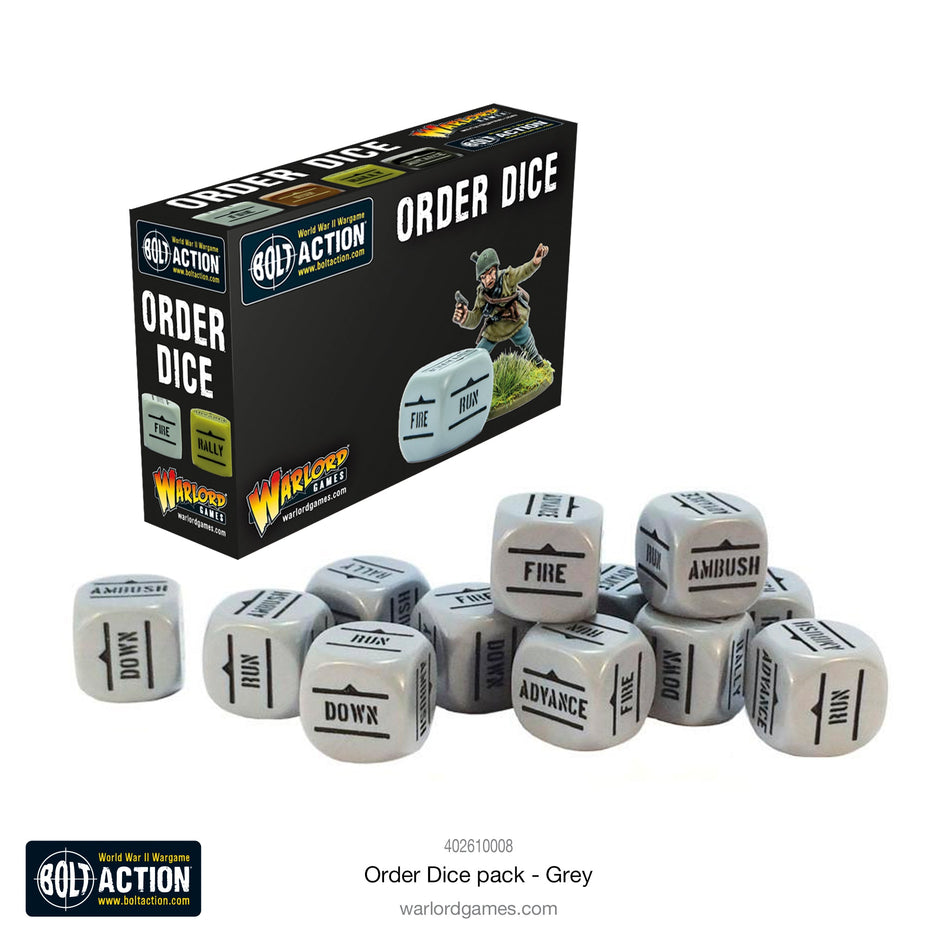 Bolt Action Order Dice Pack - Grey