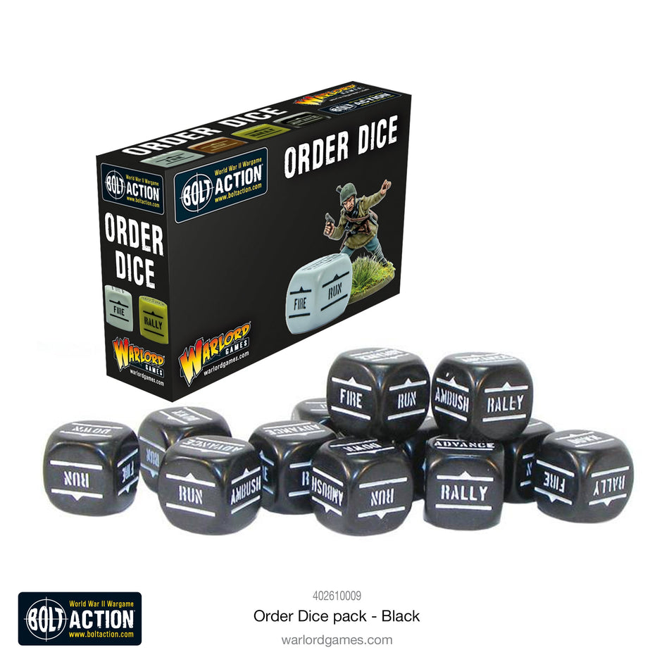 Bolt Action Order Dice Pack - Black