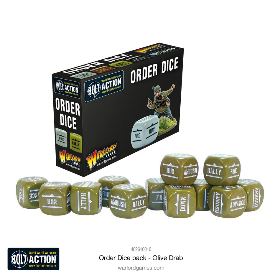 Bolt Action Order Dice Pack - Olive Drab