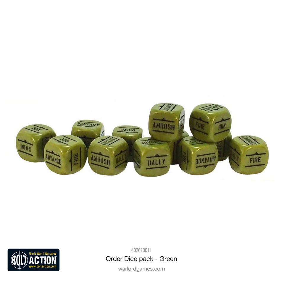 Bolt Action Order Dice Pack - Green