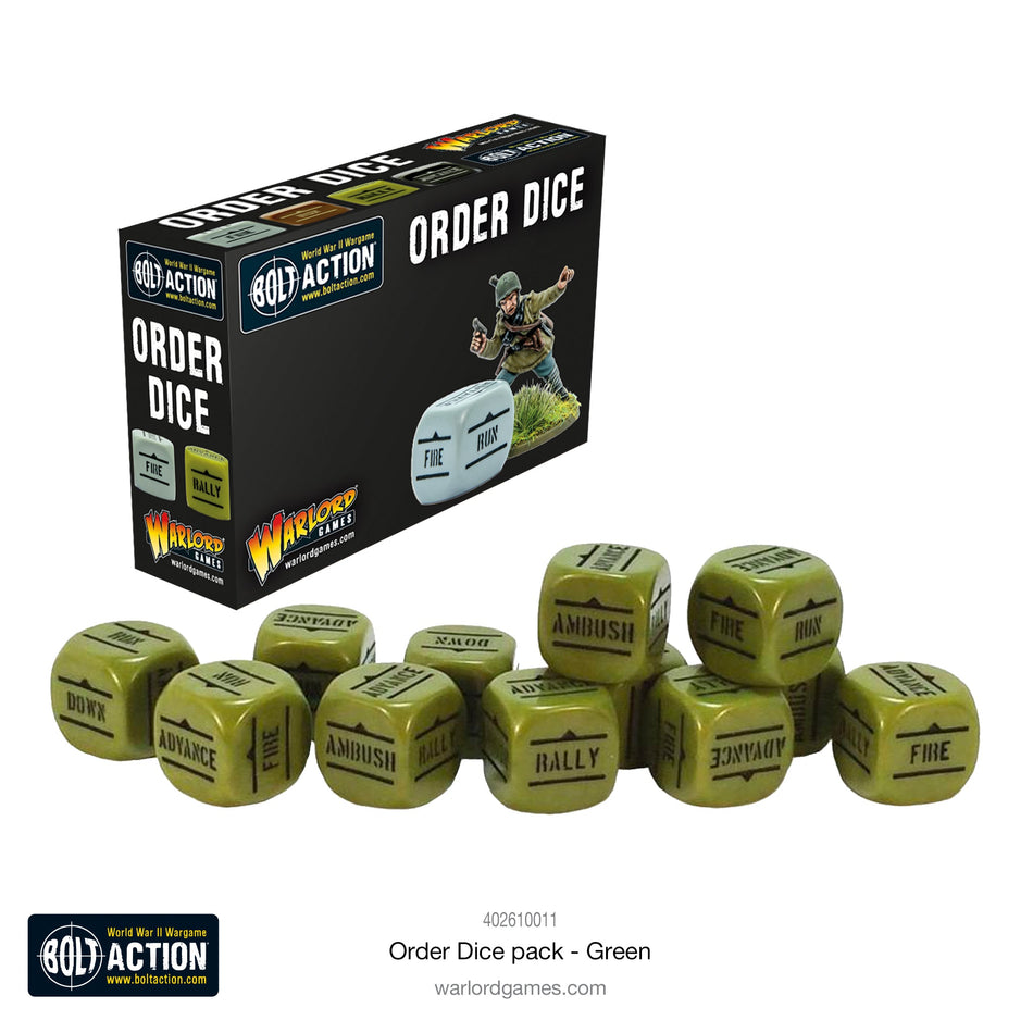 Bolt Action Order Dice Pack - Green