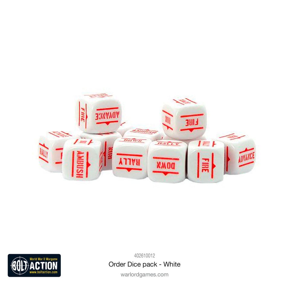 Bolt Action Order Dice Pack - White