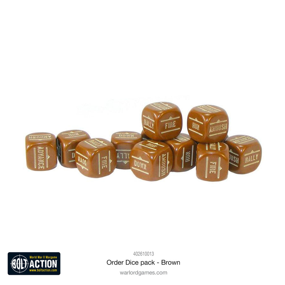 Bolt Action Order Dice Pack - Brown