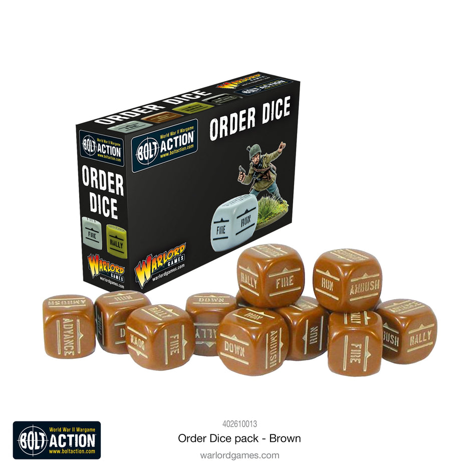 Bolt Action Order Dice Pack - Brown