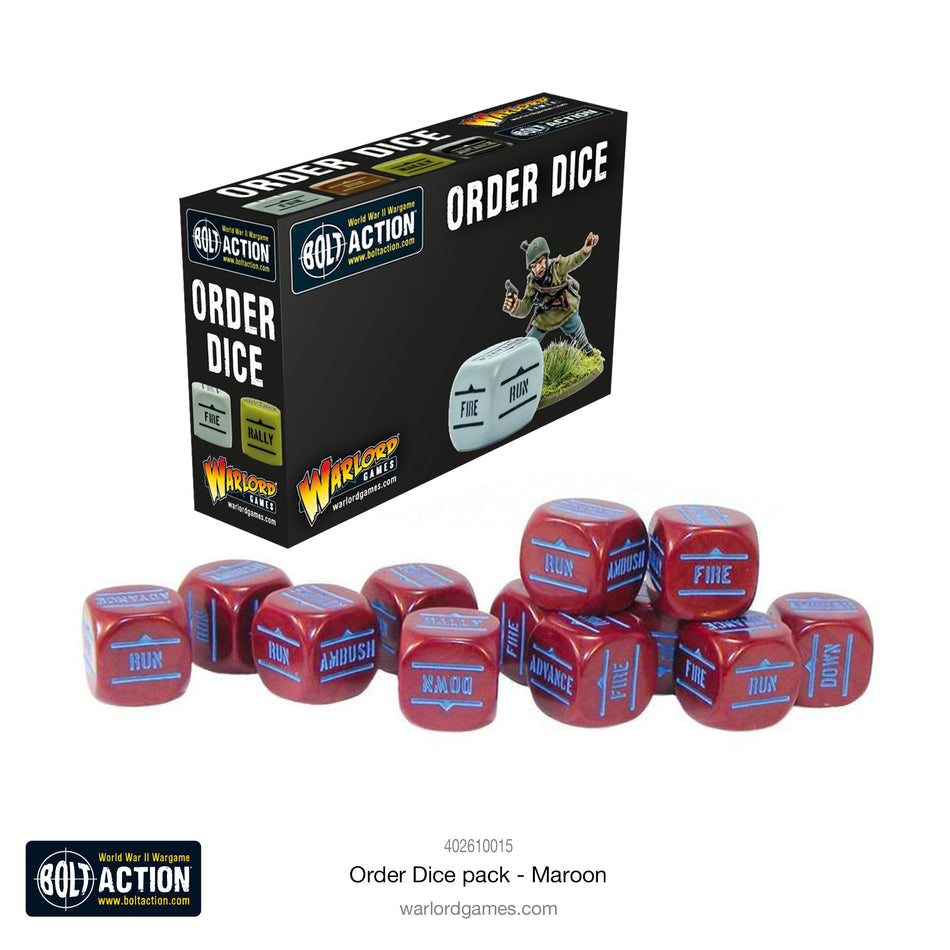 Bolt Action Order Dice Pack - Maroon