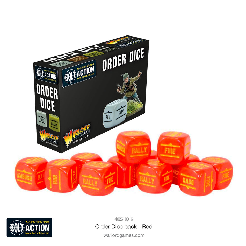 Bolt Action Order Dice Pack - Red