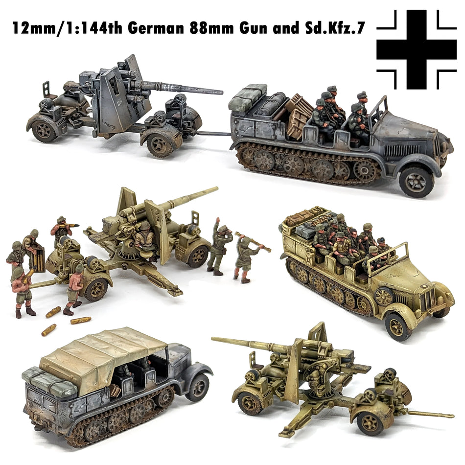 12mm WW2 German 88mm Gun and Sd.Kfz.7