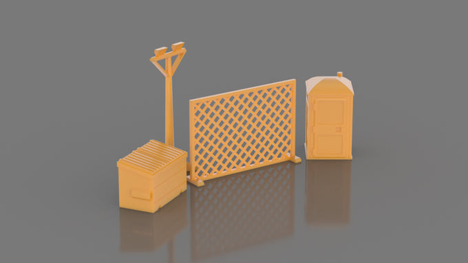 The Compound - Dumpster, Work Light, Chainlink Fence, Porta-Potty