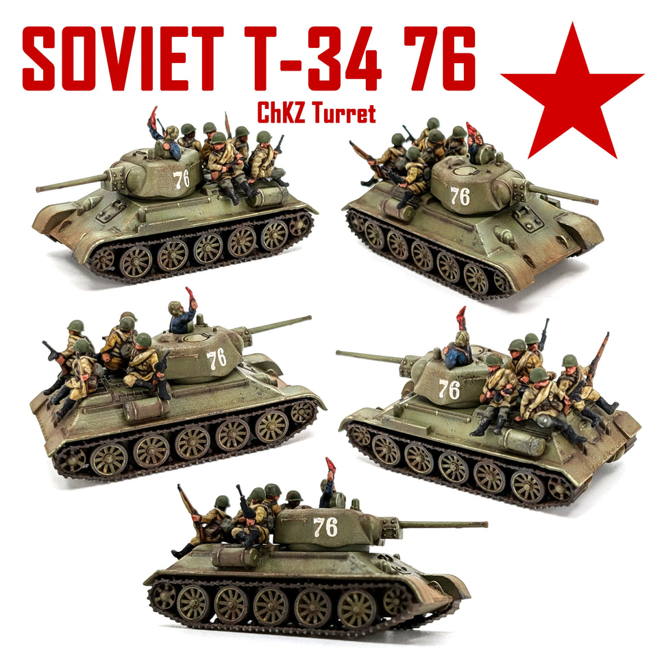 12mm WW2 Soviet T-34 76/85 with tank riders