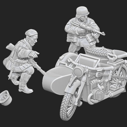 German Kradschutzen Motorcycle Dismounted Ambushed Crew