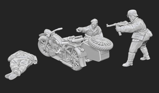German Kradschutzen Motorcycle Dismounted Ambushed Crew