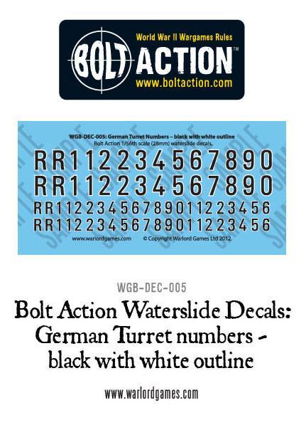 Bolt Action German Turret numbers - black with white outline